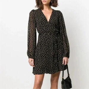 GANNI Dotted Georgette wrap mini dress